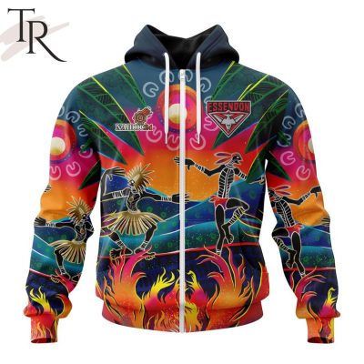 AFL Essendon Football Club Special NAIDOC Week 2024 Keep The Fire Burning Design Hoodie - Torunstyle