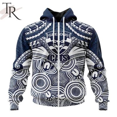 AFL Geelong Cats Special Indigenous Mix Polynesian Design Hoodie - Torunstyle
