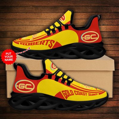 AFL Gold Coast Suns Custom Name Yellow Mascot Max Soul Shoes