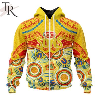 AFL Gold Coast Suns Special Indigenous Mix Polynesian Design Hoodie - Torunstyle