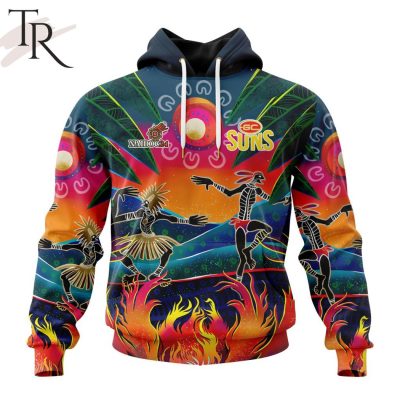 AFL Gold Coast Suns Special NAIDOC Week 2024 Keep The Fire Burning Design Hoodie - Torunstyle