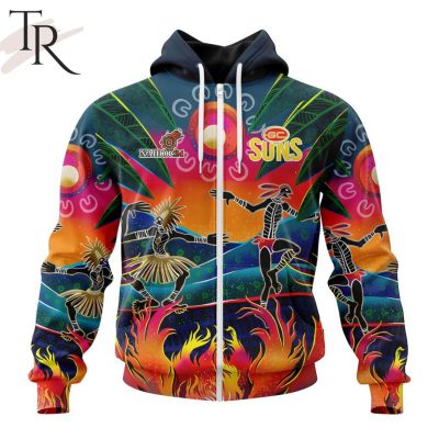 AFL Gold Coast Suns Special NAIDOC Week 2024 Keep The Fire Burning Design Hoodie - Torunstyle