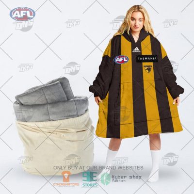 AFL Hawthorn Hawks Custom Name Number 2022 Home Guernsey Fleece Oodie