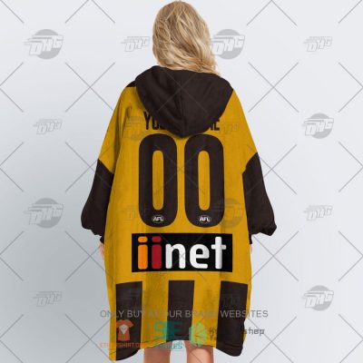 AFL Hawthorn Hawks Custom Name Number 2022 Home Guernsey Fleece Oodie