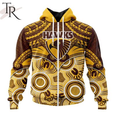 AFL Hawthorn Football Club Special Indigenous Mix Polynesian Design Hoodie - Torunstyle