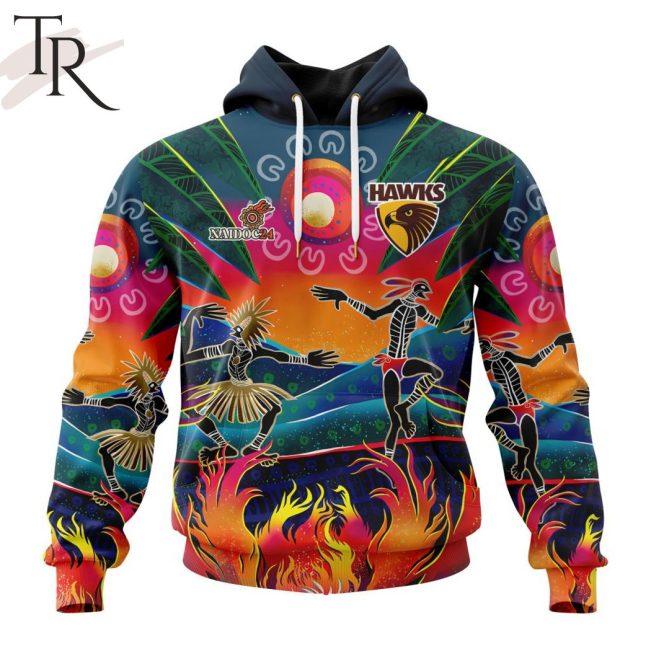 AFL Hawthorn Football Club Special NAIDOC Week 2024 Keep The Fire Burning Design Hoodie - Torunstyle