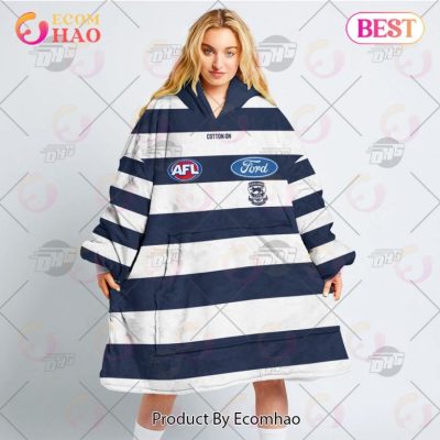 AFL Geelong Cats Custom Name Number 2022 Home Guernsey Fleece Oodie