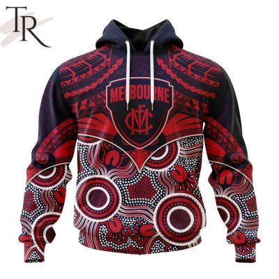 AFL Melbourne Football Club Special Indigenous Mix Polynesian Design Hoodie - Torunstyle
