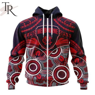 AFL Melbourne Football Club Special Indigenous Mix Polynesian Design Hoodie - Torunstyle