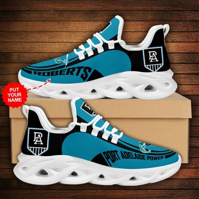 AFL Port Adelaide Custom Name Teal Black Mascot Max Soul Shoes