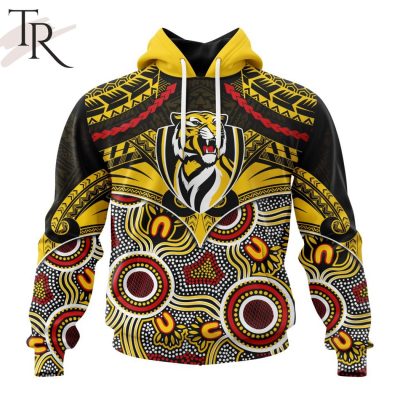 AFL Richmond Tigers Special Indigenous Mix Polynesian Design Hoodie - Torunstyle