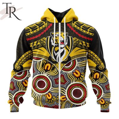 AFL Richmond Tigers Special Indigenous Mix Polynesian Design Hoodie - Torunstyle