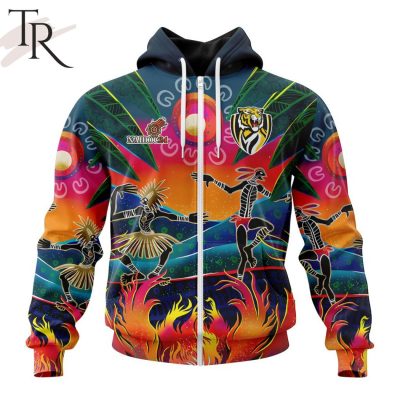 AFL Richmond Tigers Special NAIDOC Week 2024 Keep The Fire Burning Design Hoodie - Torunstyle