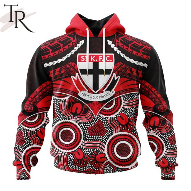 AFL St Kilda Football Club Special Indigenous Mix Polynesian Design Hoodie - Torunstyle