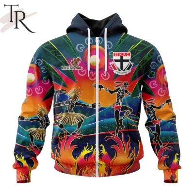 AFL St Kilda Football Club Special NAIDOC Week 2024 Keep The Fire Burning Design Hoodie - Torunstyle