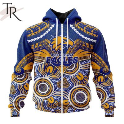AFL West Coast Eagles Special Indigenous Mix Polynesian Design Hoodie - Torunstyle