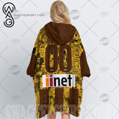 AFL Hawthorn Hawks Custom Name Number The Simpson Guernsey Fleece Oodie