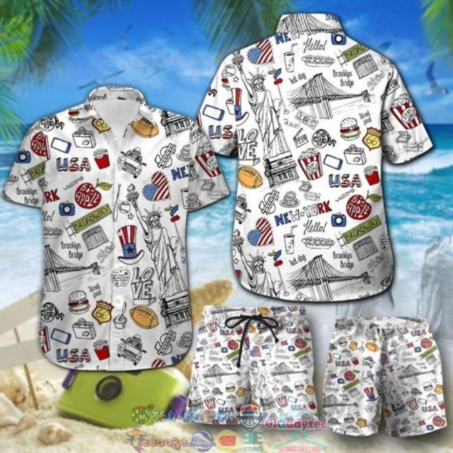 America Doodles Hawaiian Shirt And Shorts - Hot Sale 2025