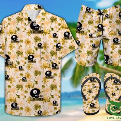 Pittsburgh Steelers Combo Hawaii Shirt Shorts Flip Flops