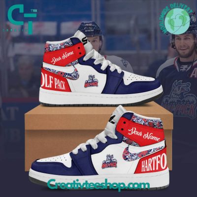 AHL Hartford Wolf Pack Air Jordan 1 Sneakers - soulcals.com