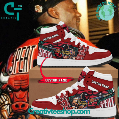 NBA Chicago Bulls 3 Peat Custom Air Jordan 1 Shoes - soulcals.com