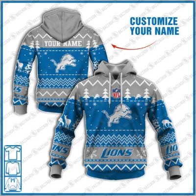 Xmas NFL Detroit Lions Personalize name Unisex Sweatshirt , Freece Hoodie, Freece Zipper Hoodie Gift For Thanksgiving Christmas New Year