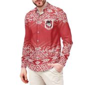 Polynesian NRL St George Illawarra Dragons Men's Long Sleeve Button Shirts