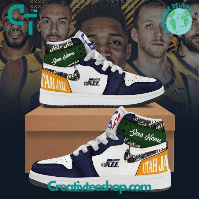 NBA Utah Jazz Air Jordan 1 Sneakers - soulcals.com