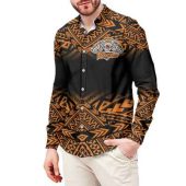 Polynesian NRL Wests Tigers Men's Long Sleeve Button Shirts