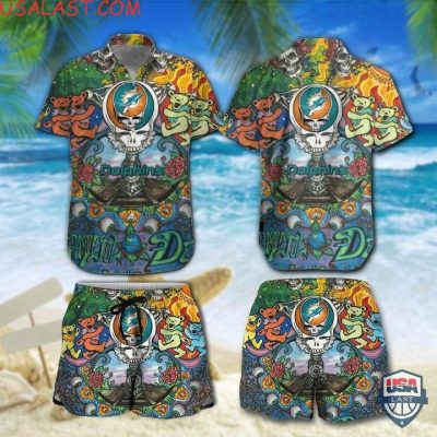 Nfl Miami Dolphins Grateful Dead Bears Hawaiian Shirt And Shorts - Hot Sale 2025