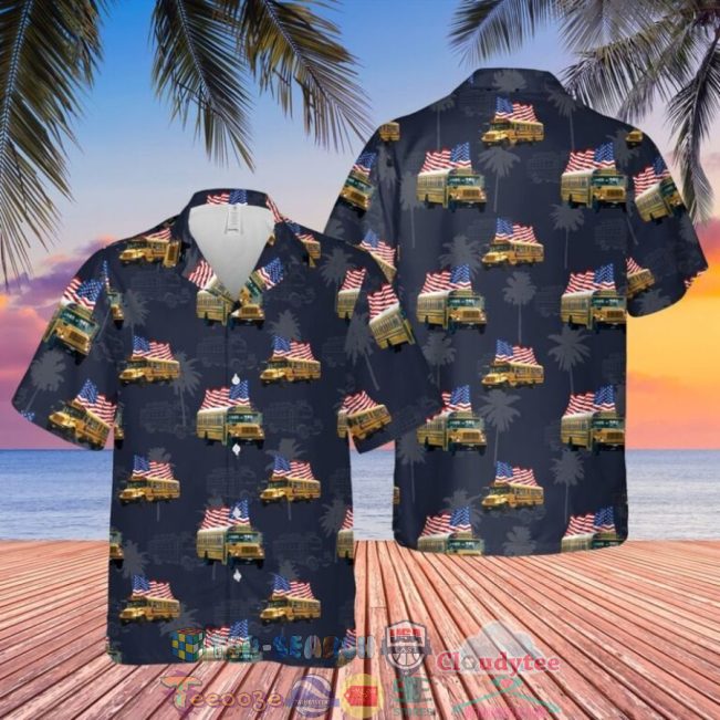 School Bus Independence Day Hawaiian Shirt And Shorts - Hot Sale 2025