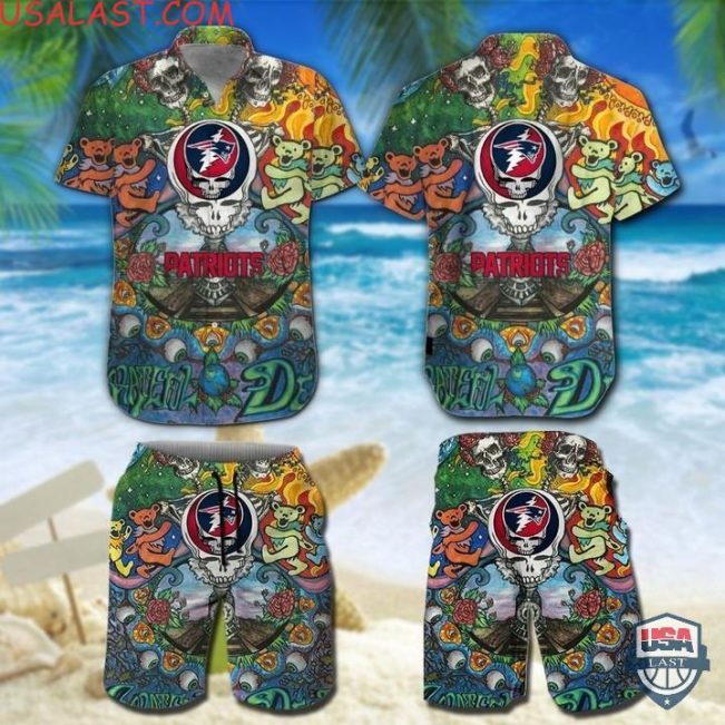 Nfl New England Patriots Grateful Dead Bears Hawaiian Shirt And Shorts - Hot Sale 2025
