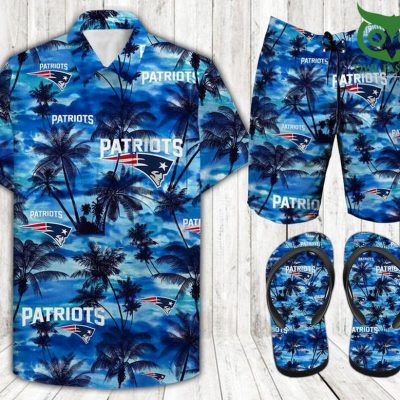 New England Patriots NFL palm trees COMBO HAWAII SHIRT SHORTS FLIP FLOPS