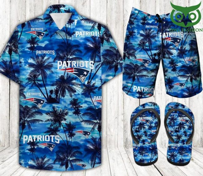 New England Patriots NFL palm trees COMBO HAWAII SHIRT SHORTS FLIP FLOPS