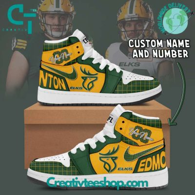CFL Edmonton Elks Personalized Air Jordan 1 Sneaker - soulcals.com