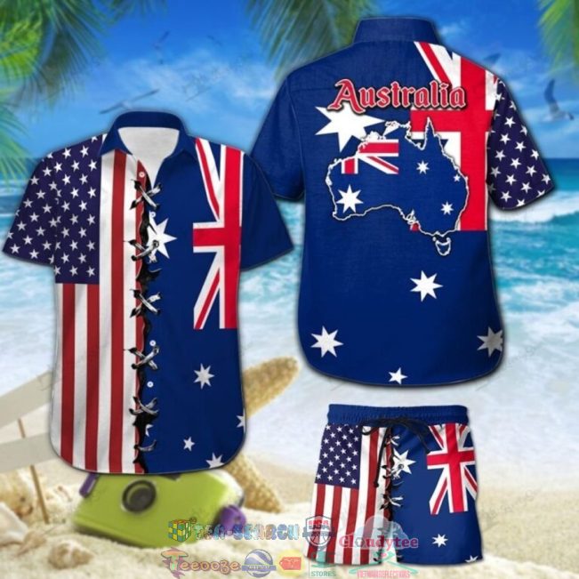 Australia American Flag Hawaiian Shirt And Shorts - Hot Sale 2025