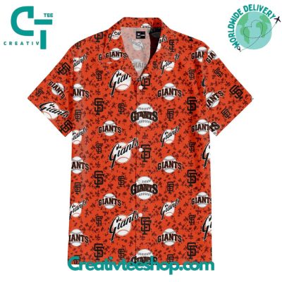 San Francisco Giants Orange Camouflage Hawaiian Set - Teesmith