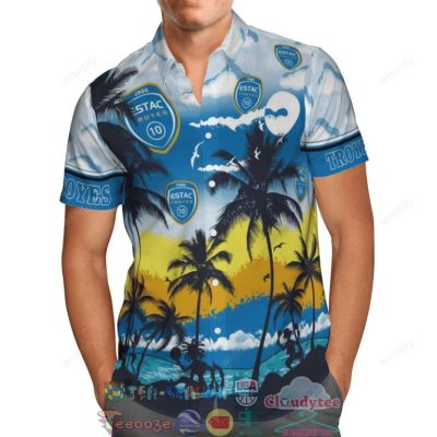 Ac Troyes Fc Palm Tree Hawaiian Shirt Beach Shorts - Hot Sale 2025