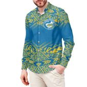 Polynesian NRL Parramatta Eels Men's Long Sleeve Button Shirts