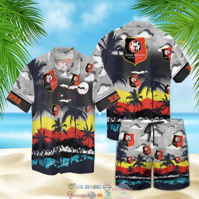 Stade Rennais Fc Palm Tree Hawaiian Shirt Beach Shorts - Hot Sale 2025
