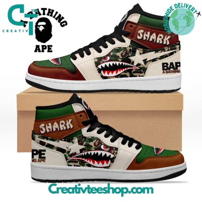A Bathing Ape Shark Air Jordan 1 Sneaker - soulcals.com