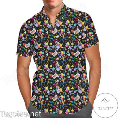 A Disney Happy Birthday Cartoon Graphics Hawaiian Shirt And Short
