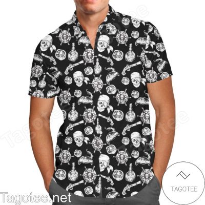 A Pirate Life Disney Inspired Cartoon Graphics Black Hawaiian Shirt And Short
