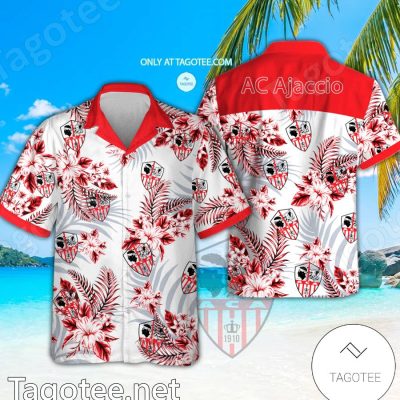 AC Ajaccio Logo Hawaiian Shirt And Shorts - Teesmith