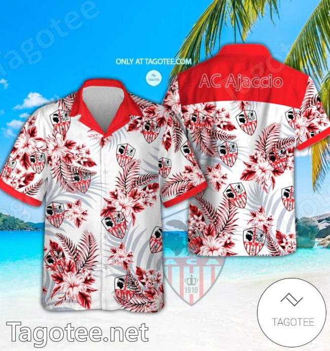 AC Ajaccio Logo Hawaiian Shirt And Shorts - Teesmith