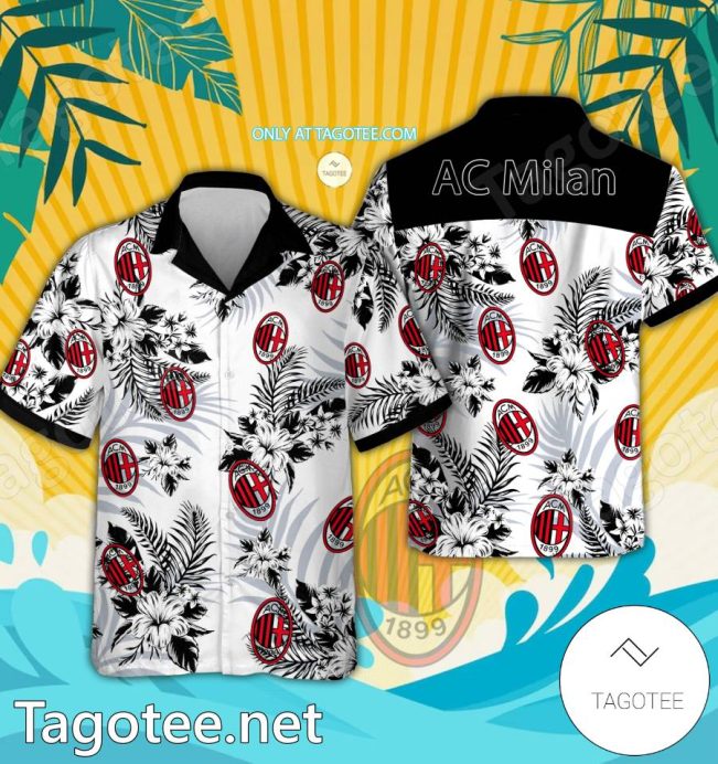 AC Milan Logo Hawaiian Shirt And Shorts - Teesmith