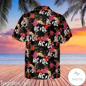 Acdc Rock Band Floral Pattern Hawaiian Shirt And Short A - demo10