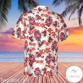 Acdc Rock Band Floral Pattern White Hawaiian Shirt And Short A - demo10