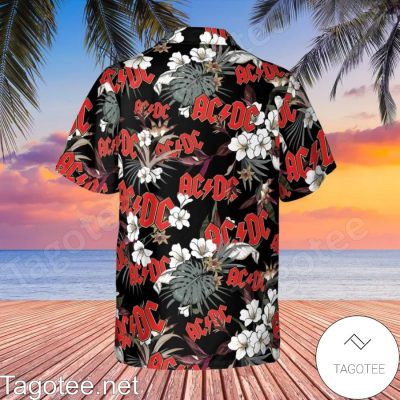 AC/DC Rock Band Logo Tropical Forest Black Hawaiian Shirt And Short