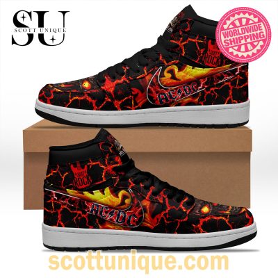 ACDC Skull Lava Premium Nike Air Jordan 1 High Top Sneaker -Soulcals.com